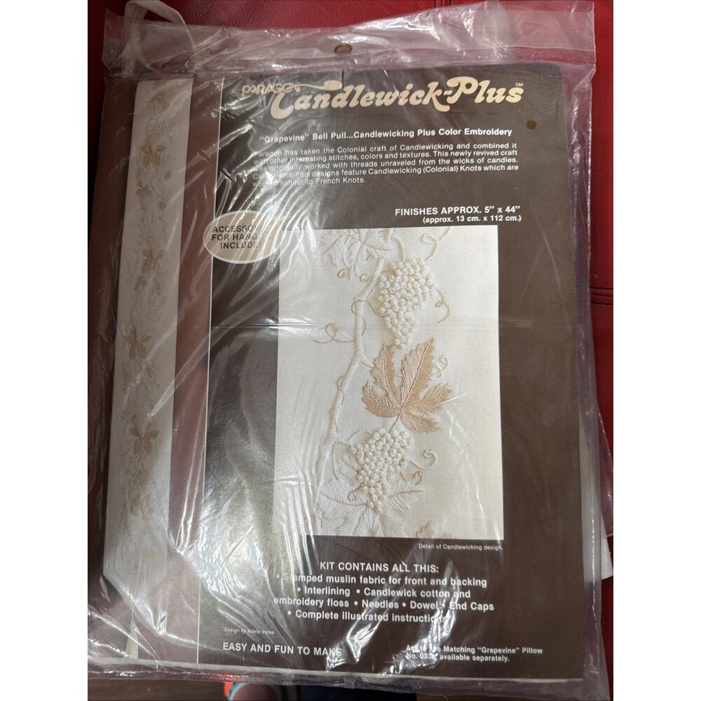 *NEW*‎ Vintage PARAGON Candlewick Plus Needlework Kit, Grapevine Bell Pull #0340